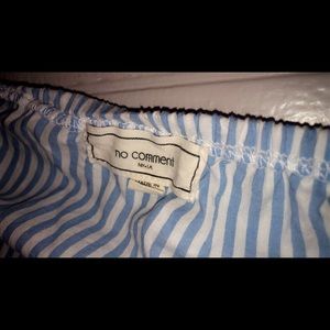 blue stripped off the shoulder shirt